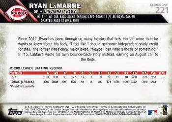 2016 Topps #221 Ryan LaMarre Back
