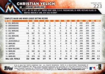 2016 Topps #223 Christian Yelich Back