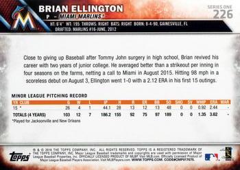 2016 Topps #226 Brian Ellington Back