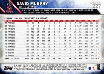 2016 Topps #227 David Murphy Back
