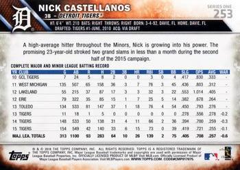 2016 Topps #253 Nick Castellanos Back