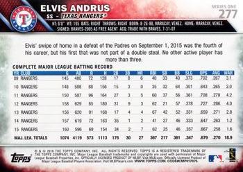 2016 Topps #277 Elvis Andrus Back