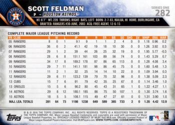 2016 Topps #282 Scott Feldman Back