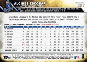 2016 Topps #287 Alcides Escobar Back