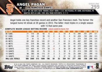 2016 Topps #299 Angel Pagan Back