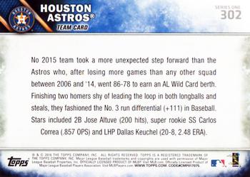 2016 Topps #302 Houston Astros Back