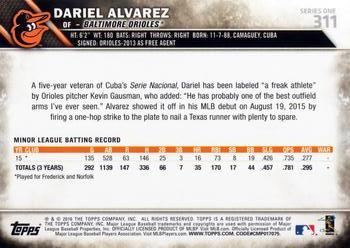 2016 Topps #311 Dariel Alvarez Back