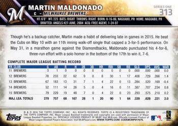 2016 Topps #313 Martin Maldonado Back