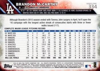 2016 Topps #334 Brandon McCarthy Back