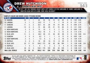 2016 Topps #343 Drew Hutchison Back