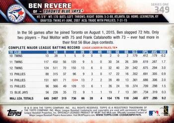 2016 Topps #349 Ben Revere Back