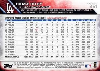 2016 Topps #351 Chase Utley Back