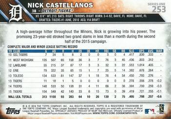 2016 Topps #253 Nick Castellanos Back