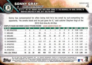 2016 Topps #4 Sonny Gray Back
