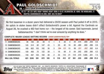 2016 Topps #259 Paul Goldschmidt Back
