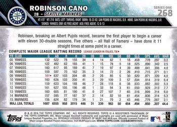 2016 Topps #268 Robinson Cano Back