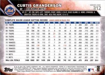 2016 Topps #312 Curtis Granderson Back