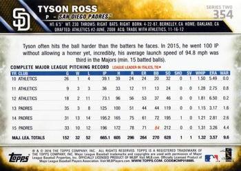 2016 Topps #354 Tyson Ross Back