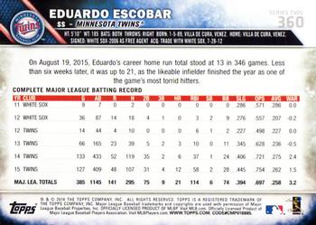 2016 Topps #360 Eduardo Escobar Back