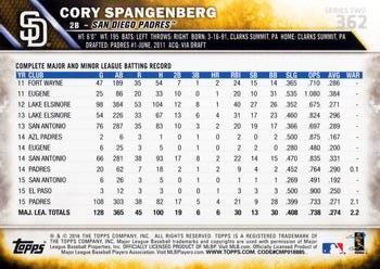 2016 Topps #362 Cory Spangenberg Back