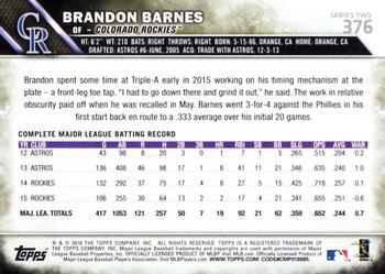 2016 Topps #376 Brandon Barnes Back