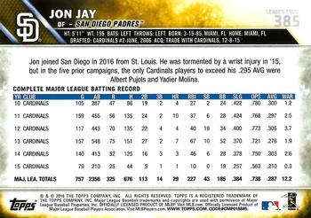 2016 Topps #385 Jon Jay Back