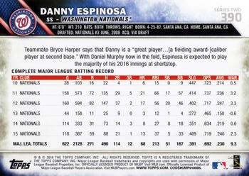 2016 Topps #390 Danny Espinosa Back