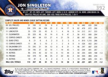 2016 Topps #392 Jon Singleton Back