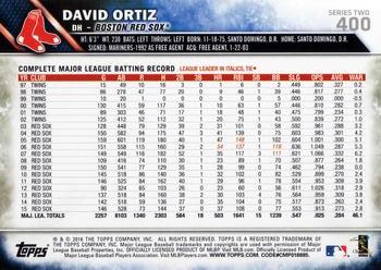 2016 Topps #400 David Ortiz Back