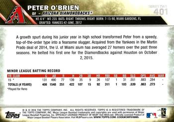 2016 Topps #401 Peter O'Brien Back