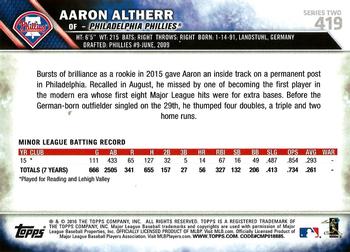 2016 Topps #419 Aaron Altherr Back