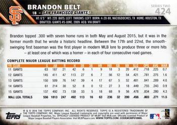 2016 Topps #424 Brandon Belt Back