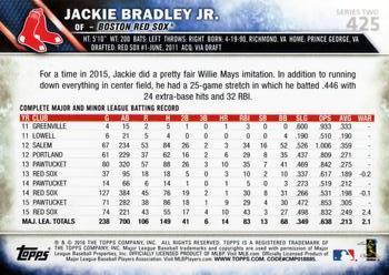 2016 Topps #425 Jackie Bradley Jr. Back