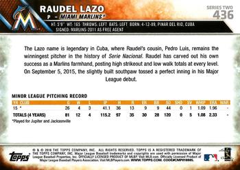 2016 Topps #436 Raudel Lazo Back
