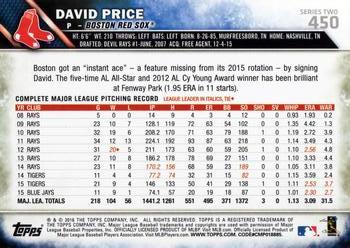 2016 Topps #450 David Price Back