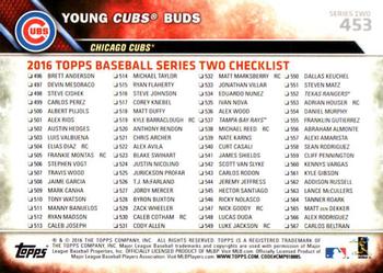 2016 Topps #453 Young Cubs Buds Back