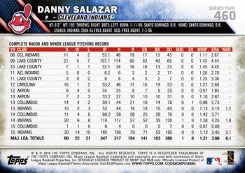 2016 Topps #460 Danny Salazar Back