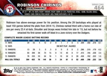 2016 Topps #464 Robinson Chirinos Back