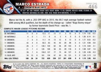 2016 Topps #466 Marco Estrada Back