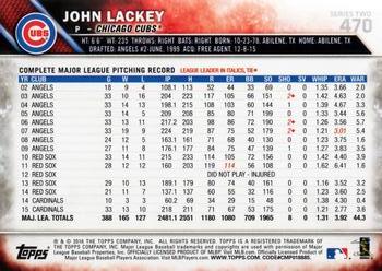 2016 Topps #470 John Lackey Back