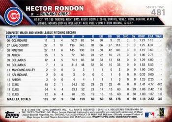 2016 Topps #481 Hector Rondon Back
