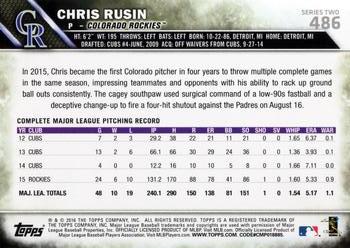 2016 Topps #486 Chris Rusin Back