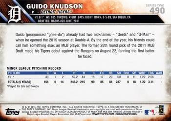 2016 Topps #490 Guido Knudson Back
