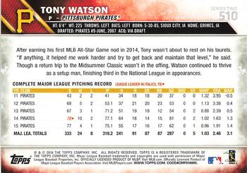 2016 Topps #510 Tony Watson Back
