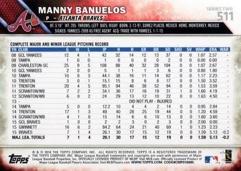 2016 Topps #511 Manny Banuelos Back