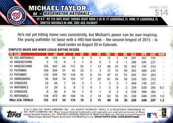 2016 Topps #514 Michael Taylor Back