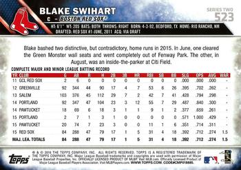 2016 Topps #523 Blake Swihart Back