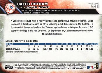 2016 Topps #530 Caleb Cotham Back