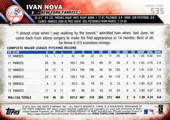 2016 Topps #535 Ivan Nova Back