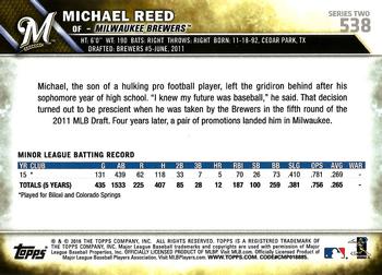 2016 Topps #538 Michael Reed Back